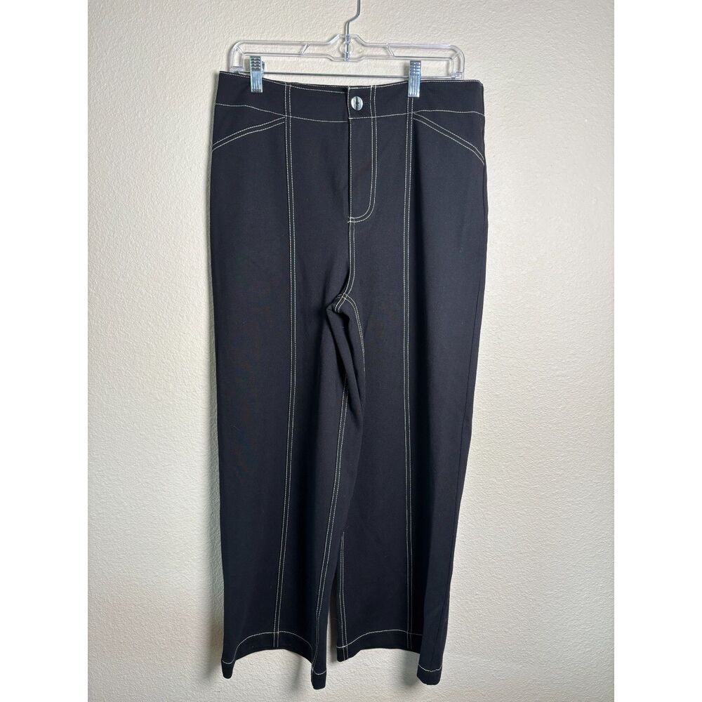 rachel zoe womens black pants with white stitching size 10